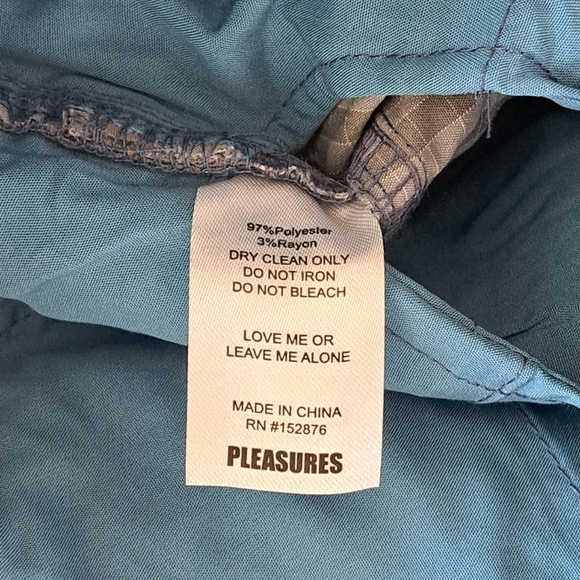 Pleasures Mens Shorts Blue Oval Tactical Cargo Shorts Check Pattern Size Medium - Picture 7 of 15